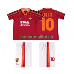 AS Rome Maillot avec flocage TOTTI 10 Rétro Domicile 1988 2002 ,Tenue Enfant MC