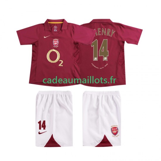 Arsenal Maillot avec flocage Thierry Henry 14 Rétro Domicile 1998 2006 ,Tenue Enfant MC