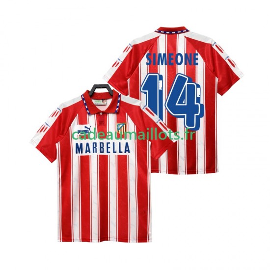 Atlético Madrid Maillot avec flocage SIMEONE 14 Rétro Domicile 1994 1995 ,Homme MC