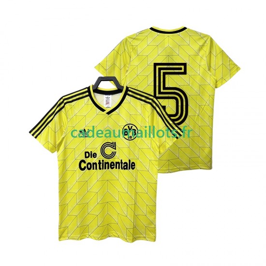 Borussia Dortmund Maillot avec flocage 5 Rétro Domicile 1988 1989 ,Homme MC