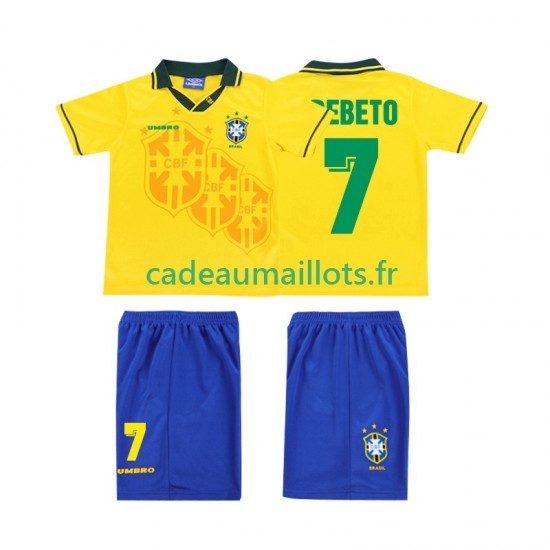 Brésil Maillot avec flocage BEBETO 7 Rétro Domicile 1994 ,Tenue Enfant MC