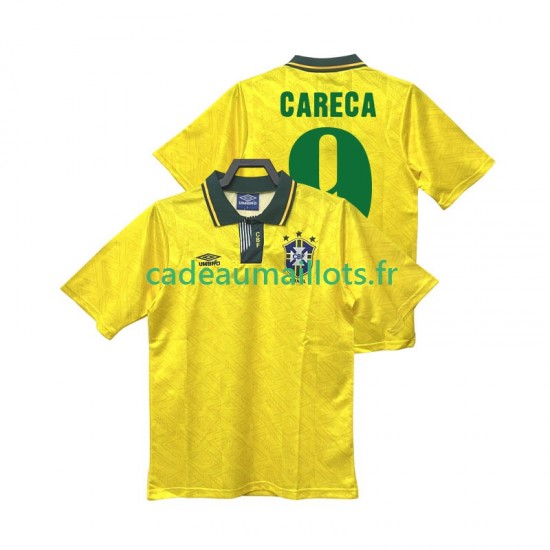Brésil Maillot avec flocage CARECA 9 Rétro Domicile 1991 1993 ,Homme MC