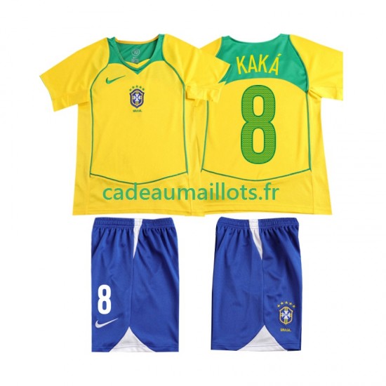 Brésil Maillot avec flocage KAKA 8 Rétro Domicile 1999 ,Tenue Enfant MC