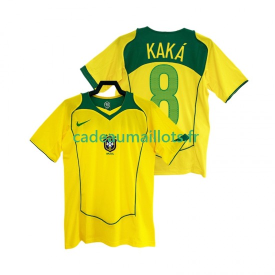 Brésil Maillot avec flocage KAKA 8 Rétro Domicile 1999 ,Homme MC