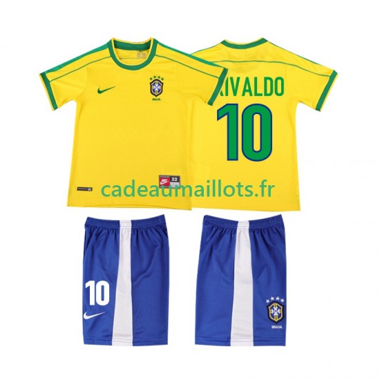 Brésil Maillot avec flocage RIVALDO 10 Rétro Domicile 1988 ,Tenue Enfant MC