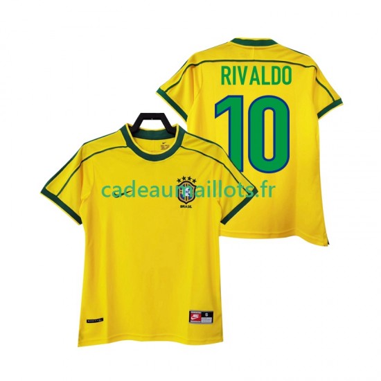 Brésil Maillot avec flocage RIVALDO 10 Rétro Domicile 1988 ,Homme MC