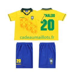 Brésil Maillot avec flocage RONALDO 20 Rétro Domicile 1994 ,Tenue Enfant MC