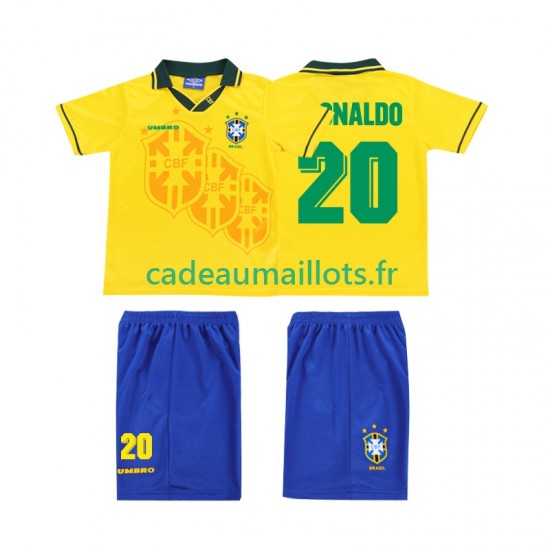 Brésil Maillot avec flocage RONALDO 20 Rétro Domicile 1994 ,Tenue Enfant MC