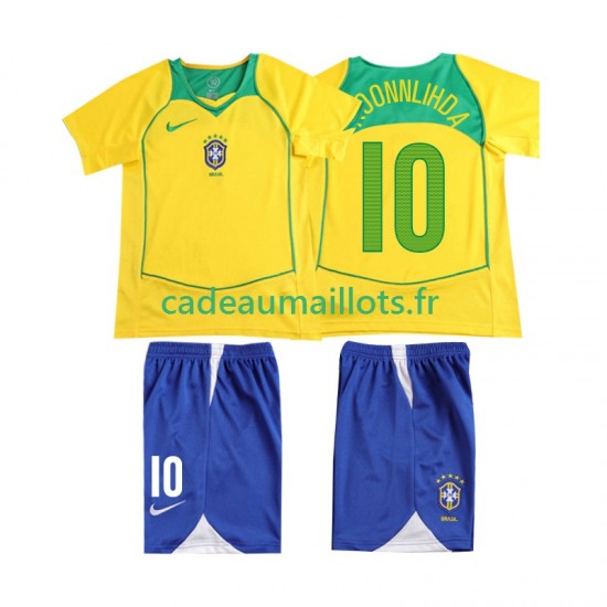 Brésil Maillot avec flocage RONALOINHO 10 Rétro Domicile 1999 ,Tenue Enfant MC