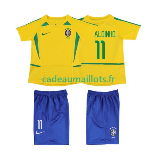 Brésil Maillot avec flocage RONALOINHO 11 Rétro Domicile 2010 ,Tenue Enfant MC