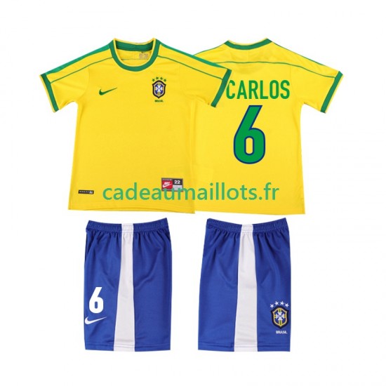 Brésil Maillot avec flocage Roberto Carlos 6 Rétro Domicile 1988 ,Tenue Enfant MC