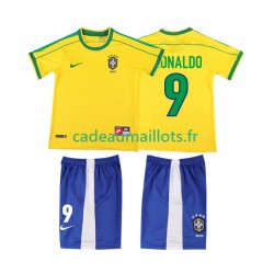 Brésil Maillot avec flocage Ronaldo 9 Rétro Domicile 1988 ,Tenue Enfant MC