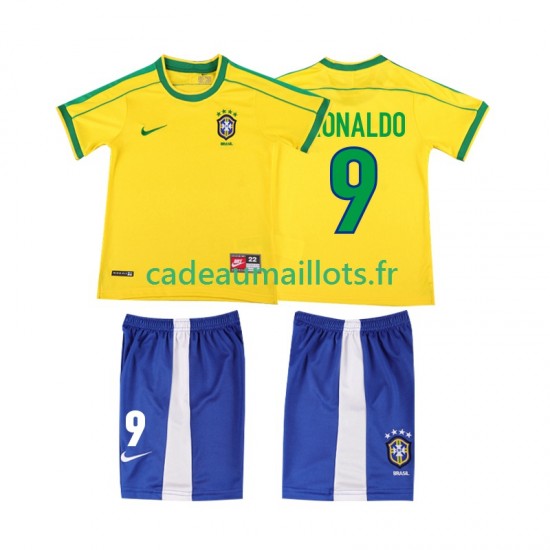 Brésil Maillot avec flocage Ronaldo 9 Rétro Domicile 1988 ,Tenue Enfant MC