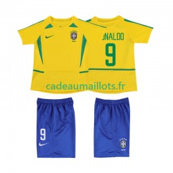 Brésil Maillot avec flocage Ronaldo 9 Rétro Domicile 2010 ,Tenue Enfant MC