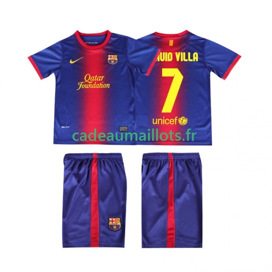 FC Barcelone Maillot avec flocage DAUID VILLA 7 Rétro Domicile 2012 2013 ,Tenue Enfant MC