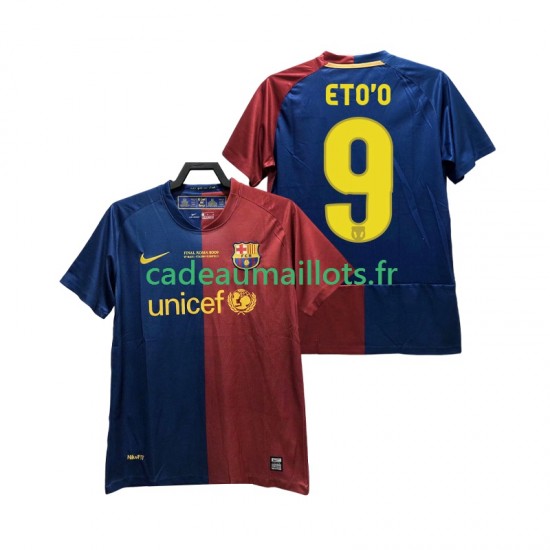FC Barcelone Maillot avec flocage ETO O 9 Champions League Rétro Domicile 2008 2009 ,Homme MC