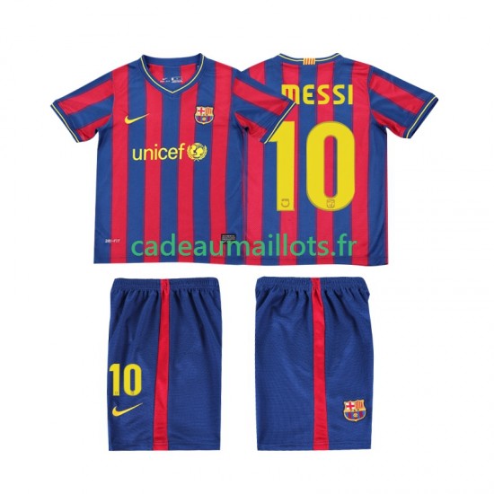 FC Barcelone Maillot avec flocage Lionel Messi 10 Rétro Domicile 2009 2010 ,Tenue Enfant MC