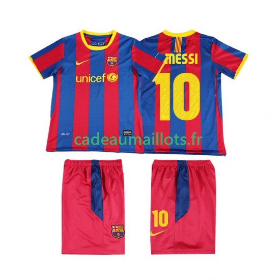 FC Barcelone Maillot avec flocage Lionel Messi 10 Rétro Domicile 2010 2011 ,Tenue Enfant MC