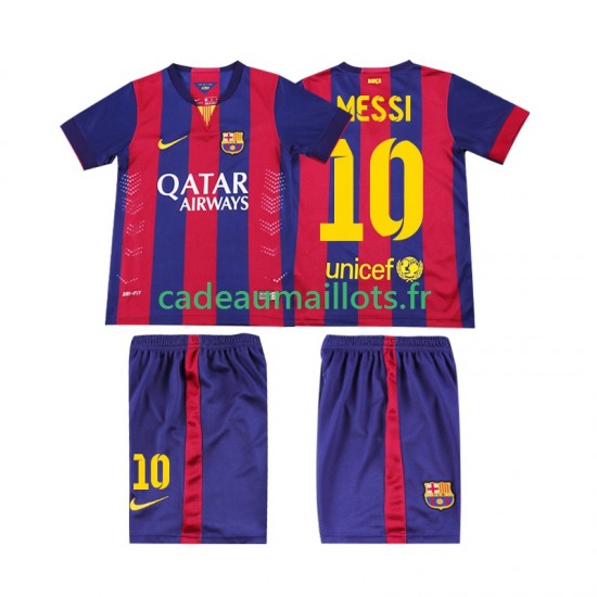 FC Barcelone Maillot avec flocage Lionel Messi 10 Rétro Domicile 2014 2015 ,Tenue Enfant MC