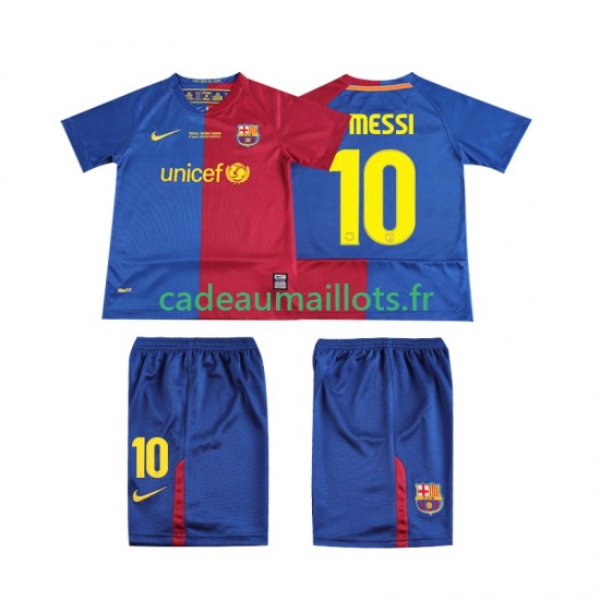 FC Barcelone Maillot avec flocage Lionel Messi 10 Champions League Rétro Domicile 2008 2009 ,Tenue Enfant MC