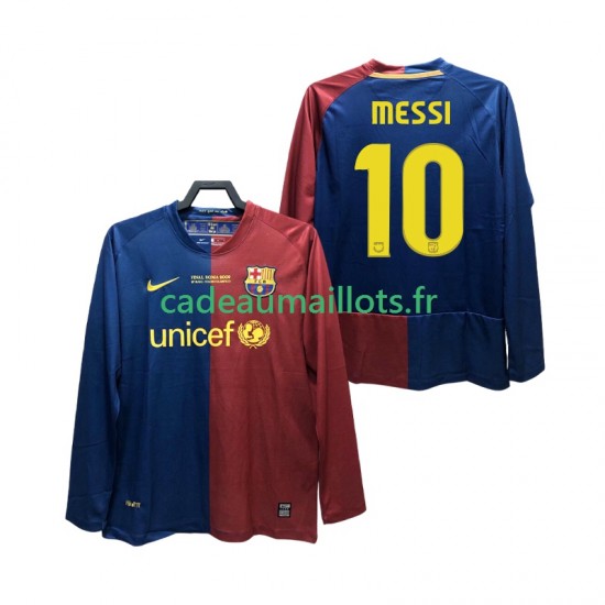FC Barcelone Maillot avec flocage Lionel Messi 10 Champions League Rétro Domicile 2008 2009 ,Homme ML
