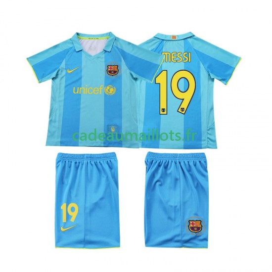 FC Barcelone Maillot avec flocage Lionel Messi 19 Rétro Extérieur 2007 2008 ,Tenue Enfant MC