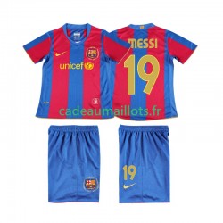 FC Barcelone Maillot avec flocage Lionel Messi 19 Rétro Domicile 2007 2008 ,Tenue Enfant MC