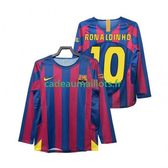 FC Barcelone Maillot avec flocage RONALDINHO 10 Champions League Rétro Domicile 1998 2006 ,Homme ML