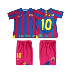 FC Barcelone Maillot avec flocage RONALDINHO 10 Champions League Rétro Domicile 1998 2006 ,Tenue Enfant MC