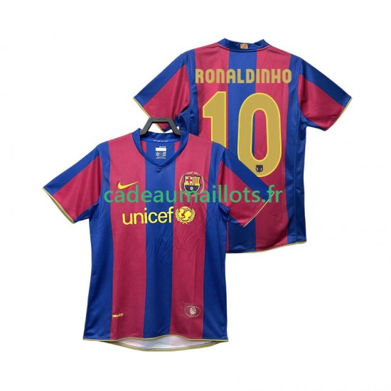 FC Barcelone Maillot avec flocage RONALDINHO 10 Rétro Domicile 2007 2008 ,Homme MC
