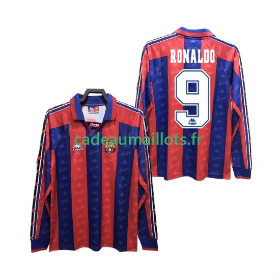 FC Barcelone Maillot avec flocage RONALDO 9 Rétro Domicile 1996 2004 ,Homme ML