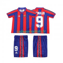 FC Barcelone Maillot avec flocage Ronaldo Rétro Domicile 1996 2004 ,Tenue Enfant MC