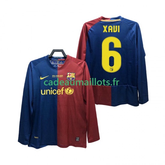 FC Barcelone Maillot avec flocage XAVI 6 Champions League Rétro Domicile 2008 2009 ,Homme ML