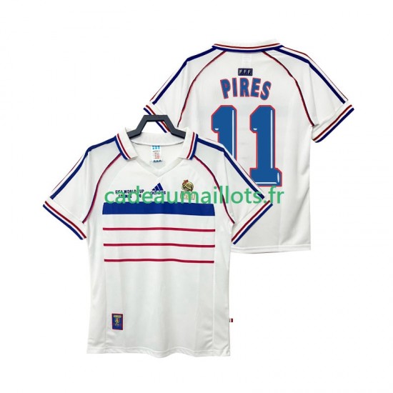 France Maillot avec flocage PIRES 11 Rétro Extérieur 1988 ,Homme MC
