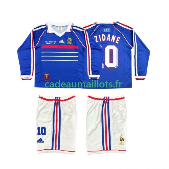 France Maillot avec flocage ZINANE 10 Rétro Domicile 1988 ,Tenue Enfant ML