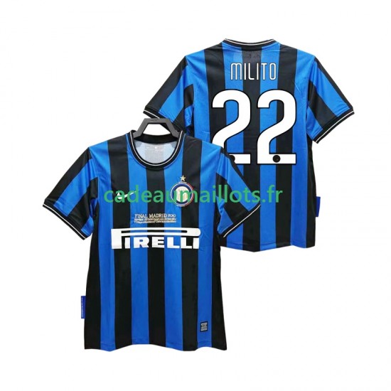 Inter Milan Maillot avec flocage MILITO 22 Rétro Domicile 2009 2010 ,Homme MC