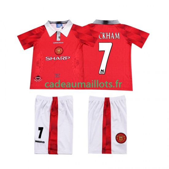 Manchester United Maillot avec flocage BECKHAM 7 Rétro Domicile 1996 2004 ,Tenue Enfant MC