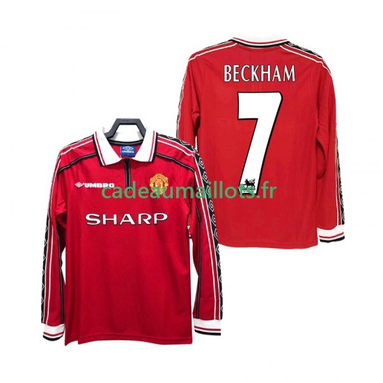 Manchester United Maillot avec flocage BECKHAM 7 Rétro Domicile 1988 2002 ,Homme ML