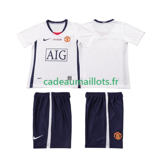 Manchester United Maillot avec flocage Champions League Rétro Extérieur 2008 2009 ,Tenue Enfant MC