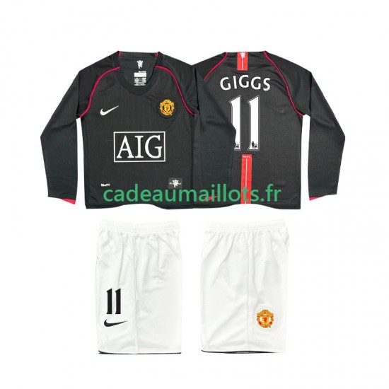 Manchester United Maillot avec flocage GIGGS 11 Rétro Extérieur 2007 2008 ,Tenue Enfant ML