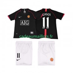 Manchester United Maillot avec flocage GIGGS 11 Rétro Extérieur 2007 2008 ,Tenue Enfant MC