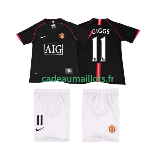 Manchester United Maillot avec flocage GIGGS 11 Rétro Extérieur 2007 2008 ,Tenue Enfant MC