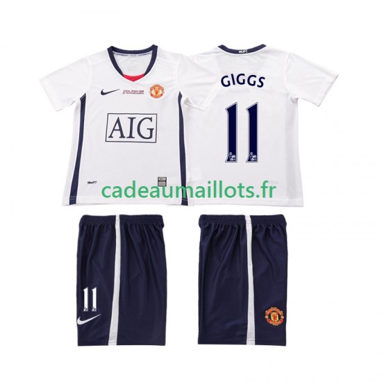 Manchester United Maillot avec flocage GIGGS 11 Champions League Rétro Extérieur 2008 2009 ,Tenue Enfant MC