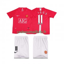 Manchester United Maillot avec flocage GIGGS 11 Premier League Rétro Domicile 2007 2008 ,Tenue Enfant MC