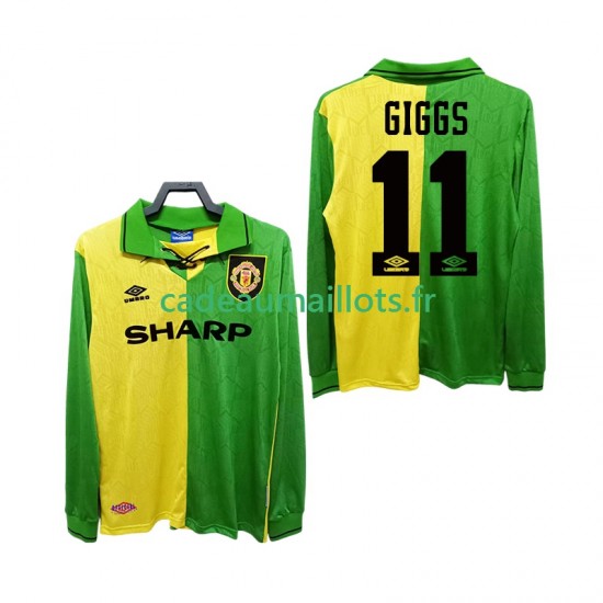 Manchester United Maillot avec flocage GIGGS 11 Rétro Extérieur 1992 1994 ,Homme ML