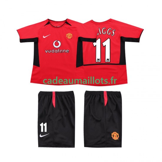 Manchester United Maillot avec flocage GIGGS 11 Rétro Domicile 2010 1999 ,Tenue Enfant MC