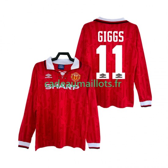Manchester United Maillot avec flocage GIGGS 11 Rétro Domicile 1992 1994 ,Homme ML