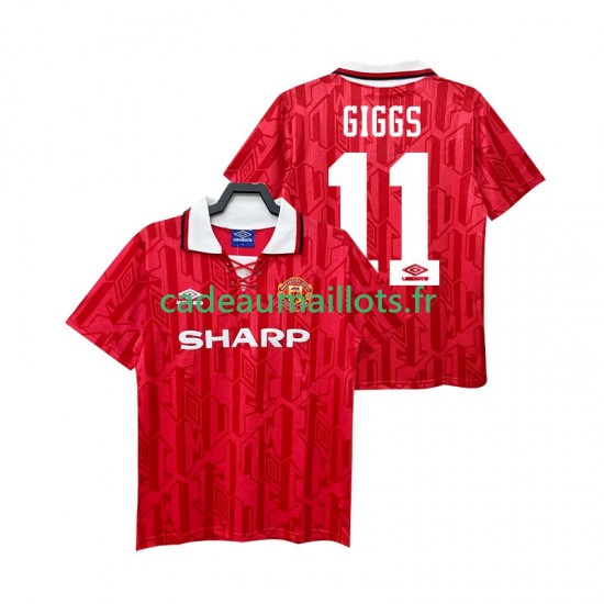 Manchester United Maillot avec flocage GIGGS 11 Rétro Domicile 1992 1994 ,Homme MC