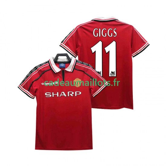Manchester United Maillot avec flocage GIGGS 11 Rétro Domicile 1988 2002 ,Homme MC