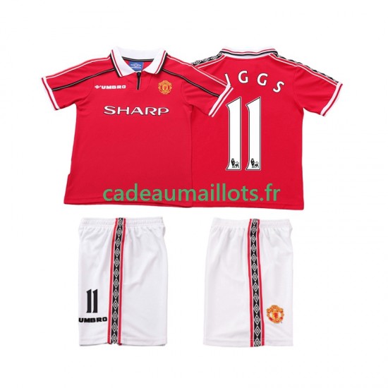 Manchester United Maillot avec flocage Giggs 11 Rétro Domicile 1988 2002 ,Tenue Enfant MC